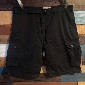 Damante Men's Cargo Shorts with Belt- Black - Size W44